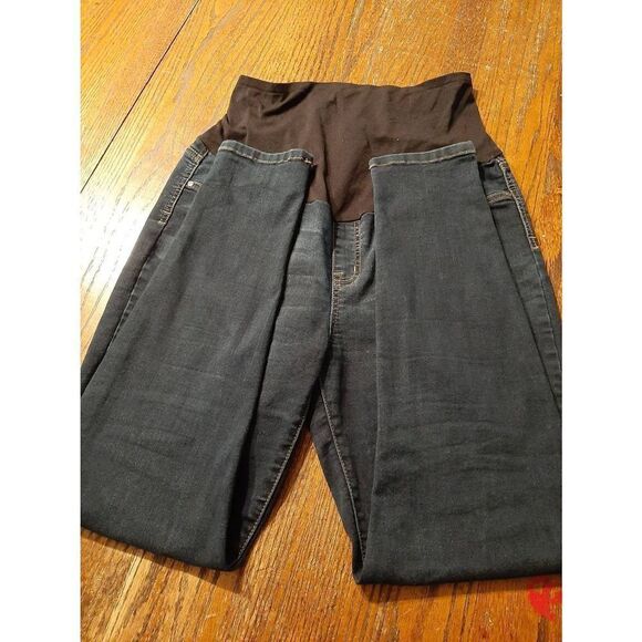 XL Maternity C Pink Over Bump Denim Blue Jean Casual Pants Jeggings Distressed - Picture 4 of 4